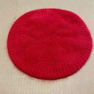 Vintage Aris Red Angora Fur Knit Slouchy Beret Hat NWT Deadstock French Style